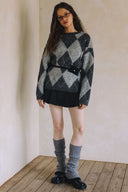 LONG SLEEVE DIAMOND-PATTERNED SWEATER