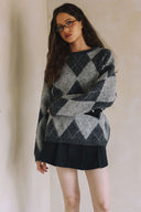 LONG SLEEVE DIAMOND-PATTERNED SWEATER T0007