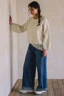 LONG SLEEVE EMBROIDERED FLORAL SWEATER