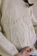 LONG SLEEVE EMBROIDERED FLORAL SWEATER