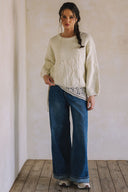 LONG SLEEVE EMBROIDERED FLORAL SWEATER