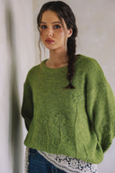 LONG SLEEVE EMBROIDERED FLORAL SWEATER