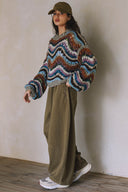 LONG SLEEVE CHEVRON KNITTED SWEATER