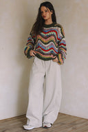 LONG SLEEVE CHEVRON KNITTED SWEATER