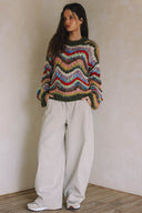 LONG SLEEVE CHEVRON KNITTED SWEATER