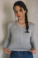 LONG SLEEVE RIPPED TOP MATCH WITH BOTTOM P0023,S0020