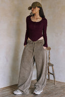 LONG SLEEVE RIBBED TOP