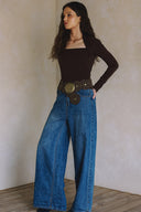 LONG SLEEVE SQUARE NECK TOP MATCH SKIRT S0017