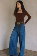 LONG SLEEVE SQUARE NECK TOP T0030