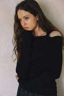 LONG SLEEVE CUT OUT SHOULDER TOP
