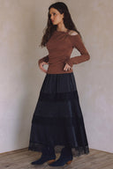 LONG SLEEVE CUT OUT SHOULDER TOP T0031