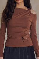 LONG SLEEVE CUT OUT SHOULDER TOP T0031