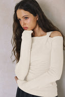 LONG SLEEVE CUT OUT SHOULDER TOP