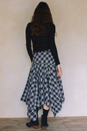 ASYMMETRICAL PLAID MAXI SKIRT MATCH WITH TOP T0027 AND JACKET J0038