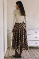 ASYMMETRICAL PLAID MAXI SKIRT MATCH WITH TOP T0027 AND JACKET J0038