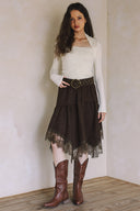 LONG SLEEVE SQUARE NECK TOP MATCH SKIRT S0017