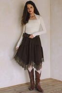 ASYMMETRICAL LACE TRIM SKIRT MATCH TOP T0030