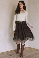 ASYMMETRICAL LACE TRIM SKIRT MATCH TOP T0030