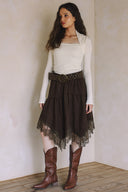 ASYMMETRICAL LACE TRIM SKIRT MATCH TOP T0030