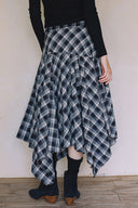 ASYMMETRICAL PLAID MAXI SKIRT S0020