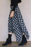 ASYMMETRICAL PLAID MAXI SKIRT S0020