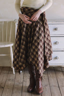 ASYMMETRICAL PLAID MAXI SKIRT S0020
