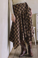 ASYMMETRICAL PLAID MAXI SKIRT S0020